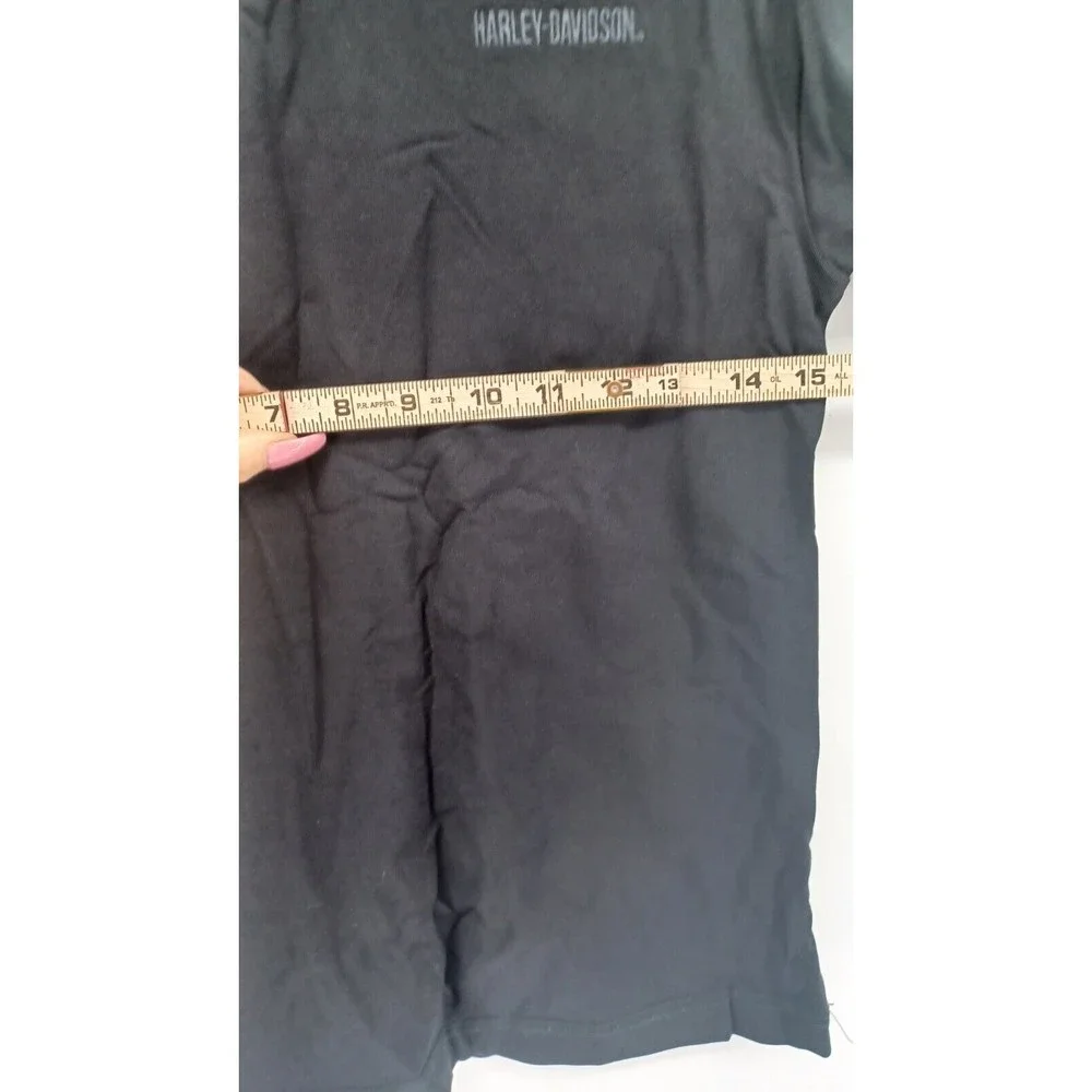 Harley Davidson T-Shirt Women’s Small Black Long Sleeve V-Neck Biker Cool Light - Picture 7 of 7